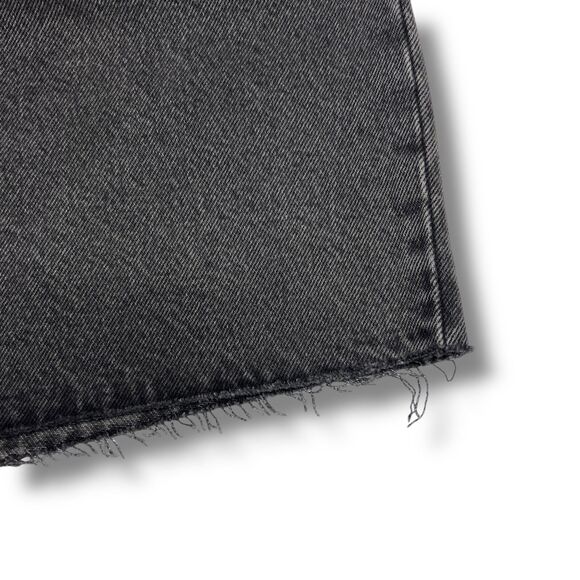 Levis Premium Womens 501 90s Denim Jean Shorts Mid Thigh Rise Long Black Gray - Picture 9 of 16